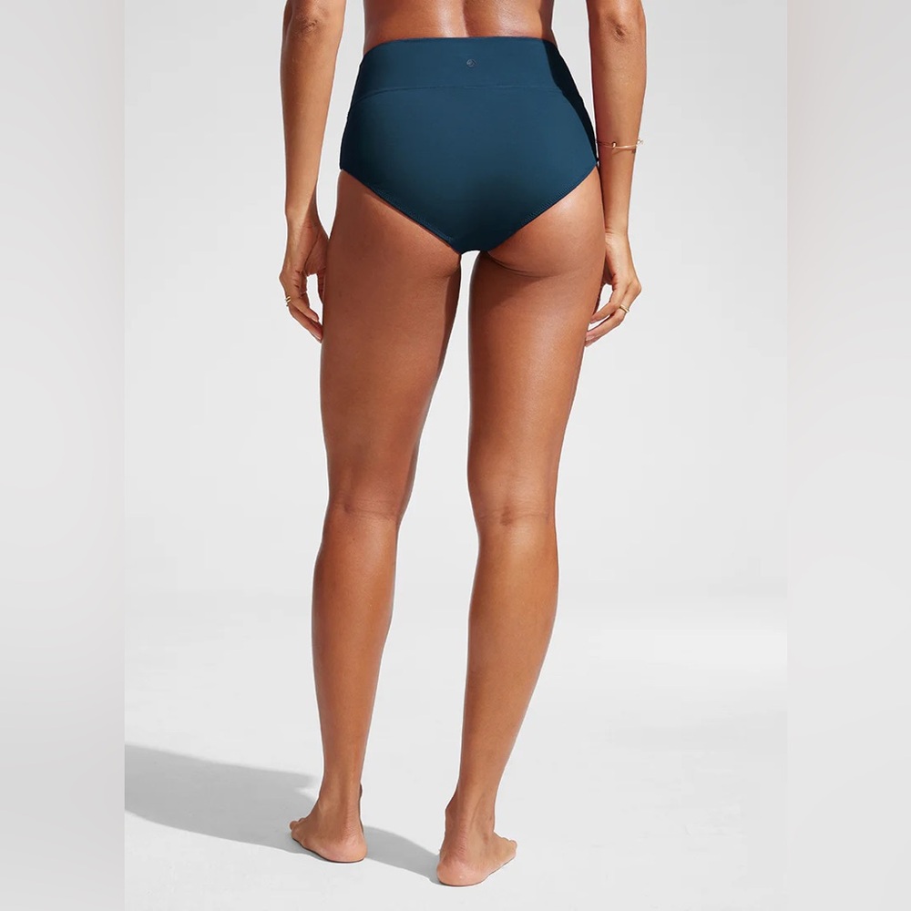 CRZ YOGA High-Waist Bikini Bottom in Deep Teal Blue